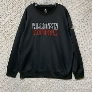 Wisconsin Football  Adidas Sweatshirt Size Men's XL Black Crewneck Pullover